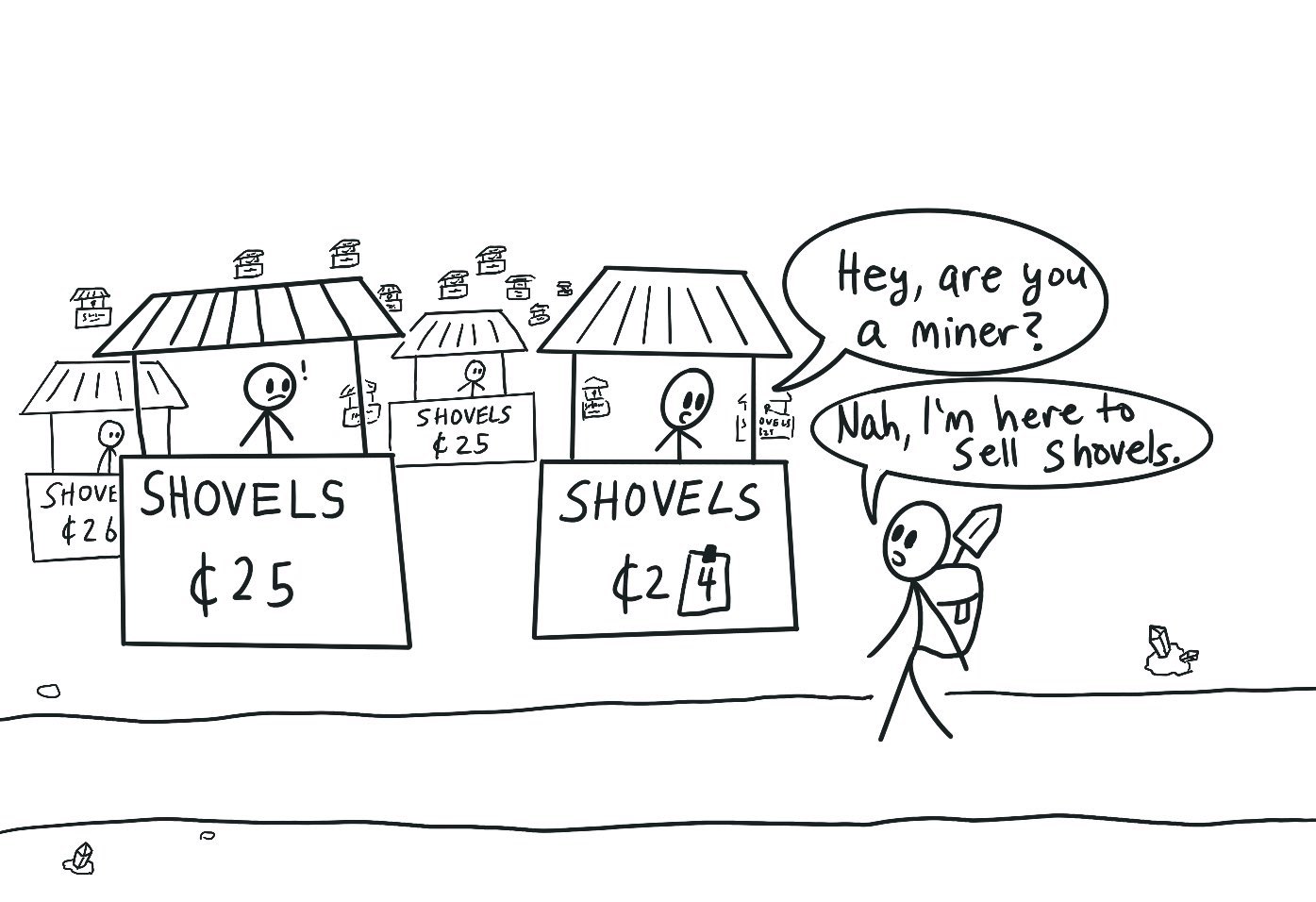 Selling shovels in a shovel rush