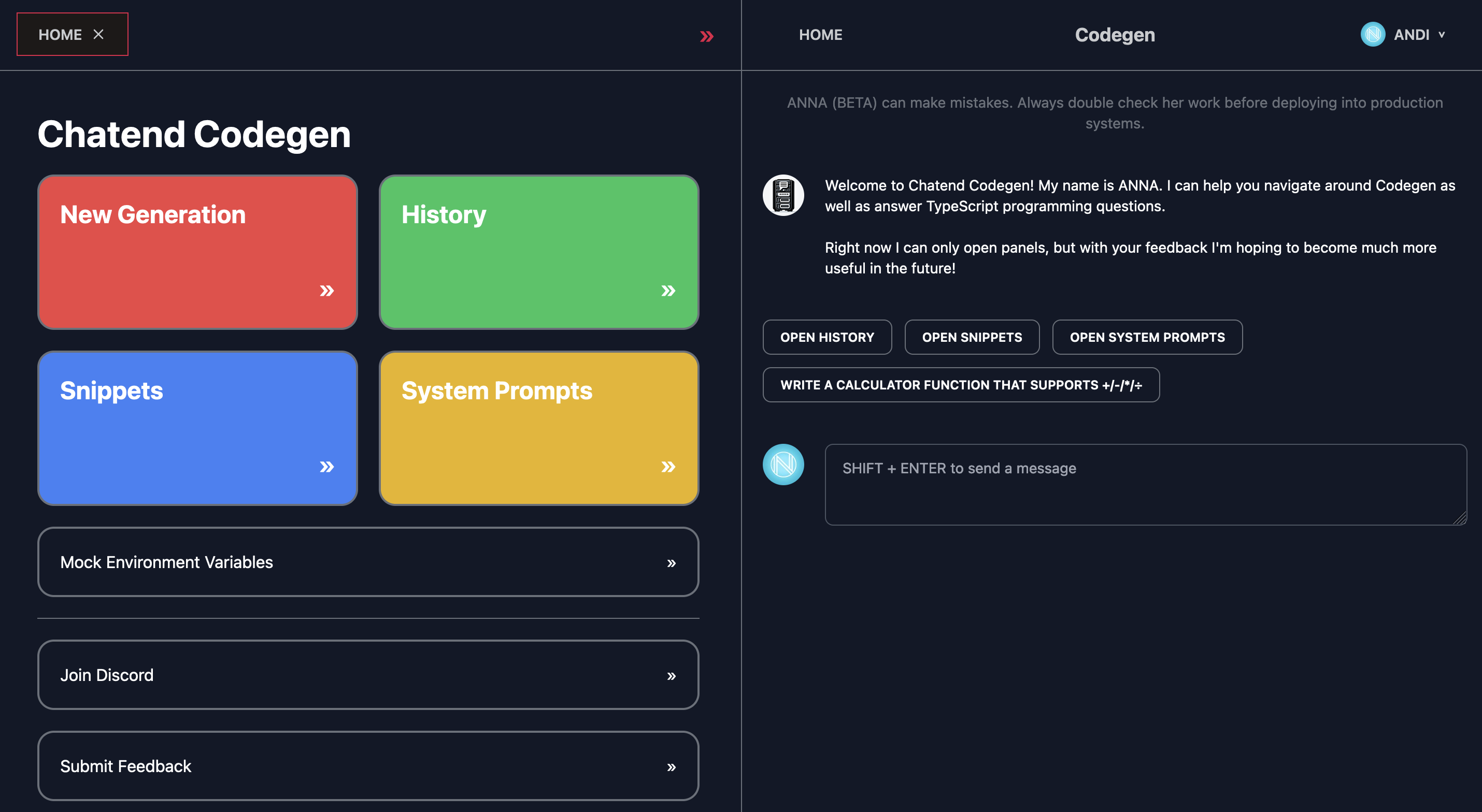 The Codegen home page